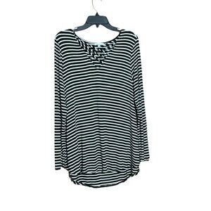 White Birch black and white striped tunic stretchy size XL